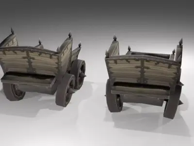 Low Poly Wooden Wagon Game Ready 3D Asset Low-poly 3D model