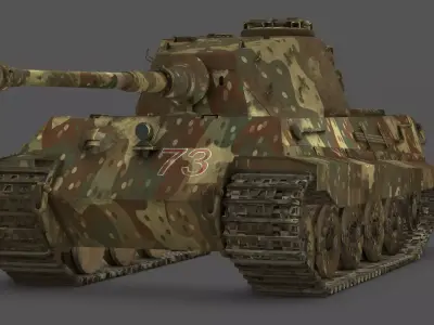 Tiger II Tank 3D Model Low-poly 3D model