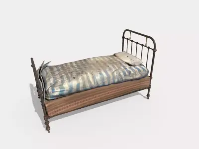 Old Worn Dirty Bed 3D model