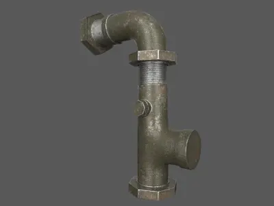 Industrial Pipe low poly 3d model Low-poly 3D model