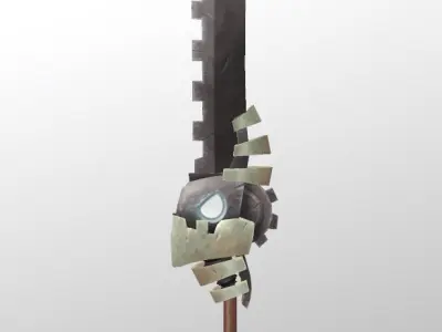 Edgetron - 3D low poly fantasy hand painted sword Low-poly 3D model