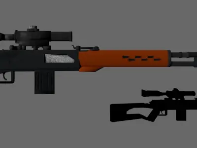 Russian SVD Dragunov Modeled in Blender and Rendered in Maya  Low-poly 3D model