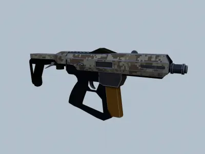 Futuristic semimachinegun Low-poly 3D model