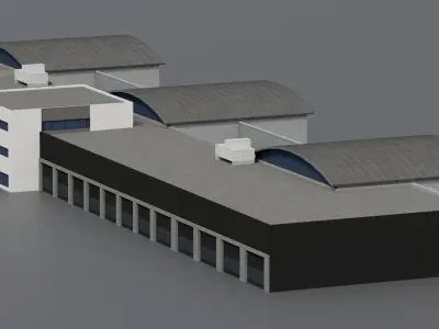 Factory Garage Low-poly 3D model
