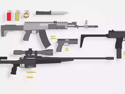 Weapon pack - LowPoly Free low-poly 3D model