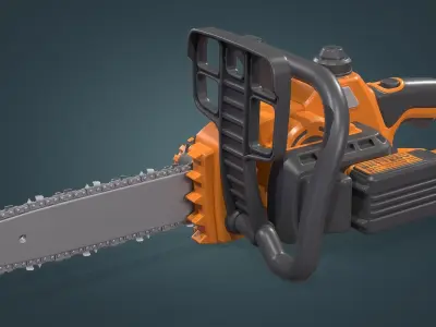Chainsaw Low-poly 3D model 4