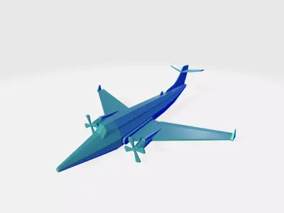 Bombardier jet with propeller   Low-poly 3D model