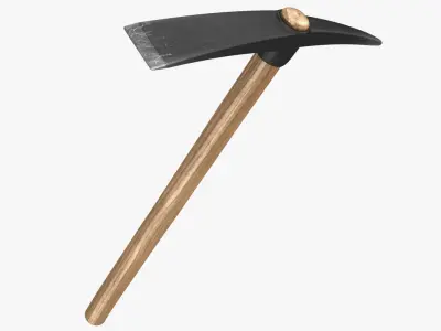 Pickaxe axe with wooden handle Low-poly 3D model