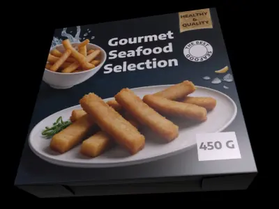  Frozen Fish Fingers - GAME READY PBR Low-poly 3D model