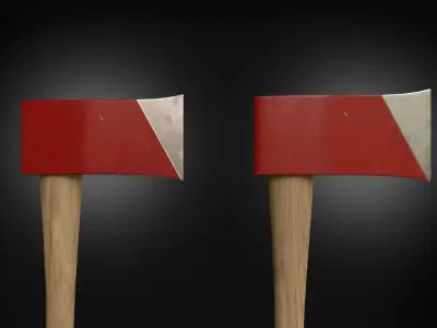 Fireman axe Low-Poly 3D model Free low-poly 3D model