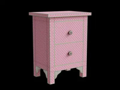 Pink Fish Scale Side Table Low-poly 3D model