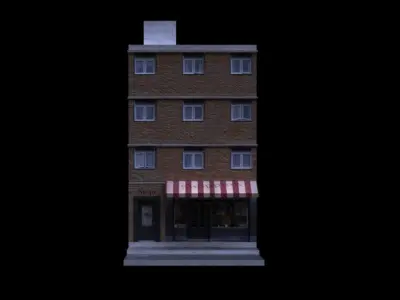 single building and with shopping Free low-poly 3D model