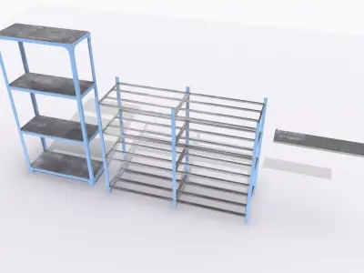 Industrial shelves 1 Low-poly 3D model