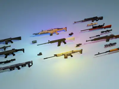 REAL WEAPONS AND SCOPES  Low-poly 3D model
