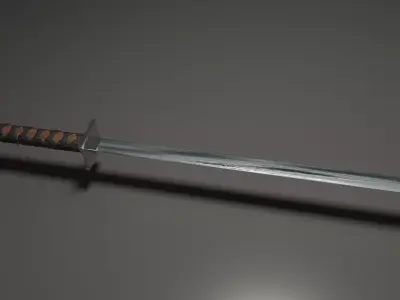 Katana samurai sword Low-poly 3D model 4
