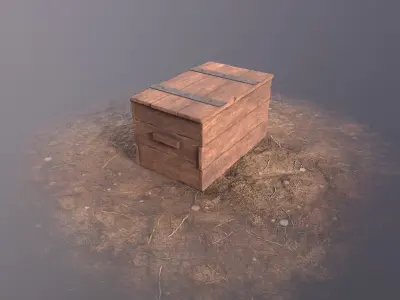 Wooden Chest Crate  Low poly  3D model  Game Ready Free low-poly 3D model