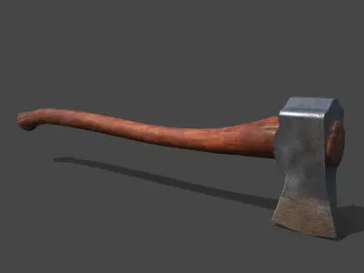 wooden axe Low-poly 3D model