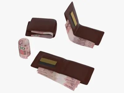 Brazil 10 Reais Wallet Money Purse 3D model