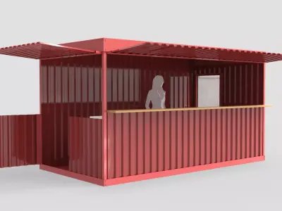 Large Container Kiosk 3D model