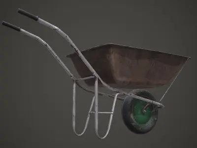 Old Wheelbarrow PBR Low Poly Low-poly 3D model