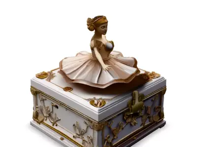 Elegant Ballerina Music Box 3D Model Low-poly 3D model