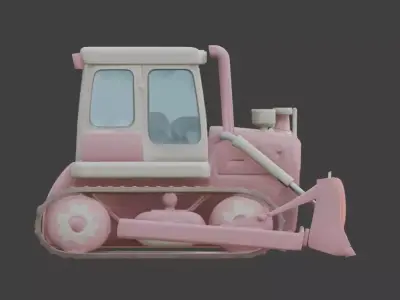 Stylized 3D Valentine Bulldozer Model Low-poly 3D model purchase