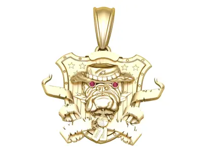 Marine Corp s Devil Dog   Gold Shield Pendan 3D print model