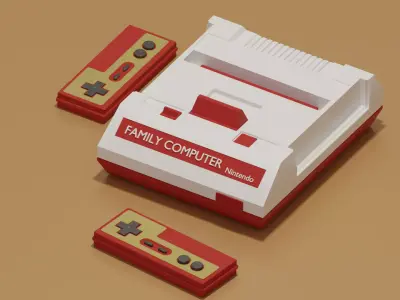 Nintendo Family Computer Famicom Low-poly 3D model