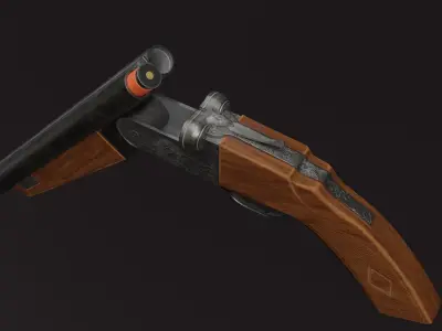 Double Barrel Shotgun Low poly Gun gameprop Low-poly 3D model