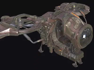 Sci-Fi Hovercraft Helicopter VTOL Tiltrotor Flying Aircraft Low-poly 3D model