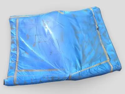 Folded Blue Tarp Low-poly 3D model