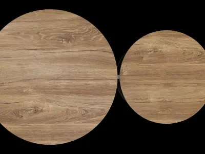 Round Set Of 2 Oak Effect Tables 3D model