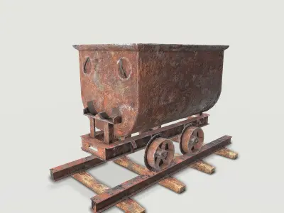 Mine wagon and rail Low-poly 3D model purchase