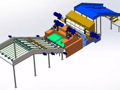 Log peeling machine 3D model