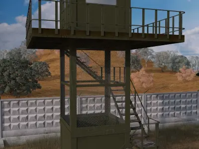 The armored observation tower Low-poly 3D model