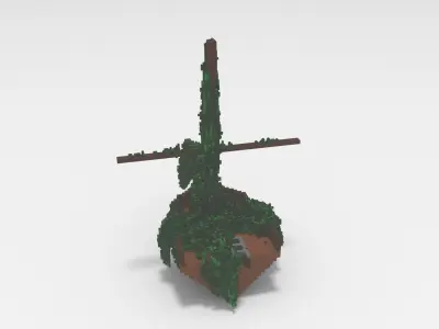 Voxel - Type2 Mossy Damaged Ship - Low-poly 3D Model Low-poly 3D model