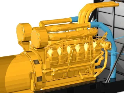 Yellow Generator Low Poly 3D model