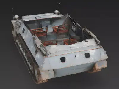 WWII German Half-Track Wreck 3D Model 3D Model Low-poly 3D model