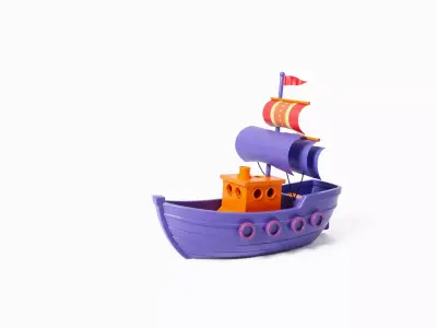 Vibrant Pirate Ship model pack Low-poly 3D model