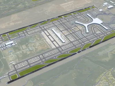 Kunming Changshui International Airport 10km Low-poly 3D model