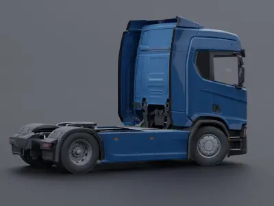Generic truck with cargo trailer Low-poly 3D model