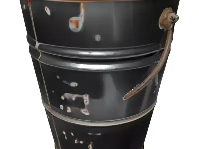 Rustic Galvanized Metal Bucket Low-poly 3D model