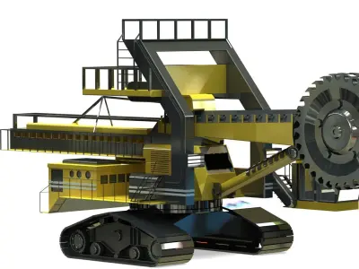 Mining machine Low-poly 3D model