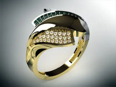 woman diamond ring 2 part  R00098 3D print model