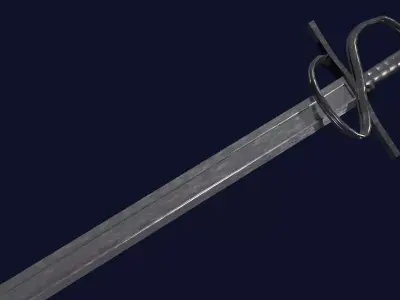Langsax sword with Flamberge handle Low-poly 3D model