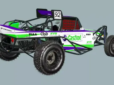Post-Apocalypse Buggy Car XX With Gunholder 3D Model Low-poly 3D model