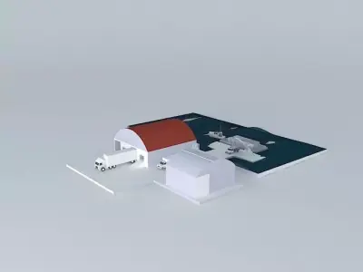 Warehouse building with roof Free 3D model