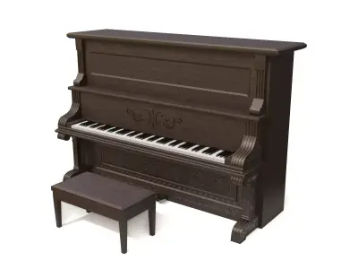 Western Upright Piano Low-poly 3D model
