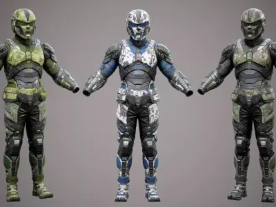 Sci-Fi Military Armor Pack 05 Low-poly 3D model