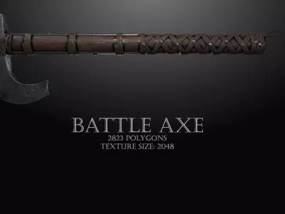 Battle axe Low-poly 3D model 49